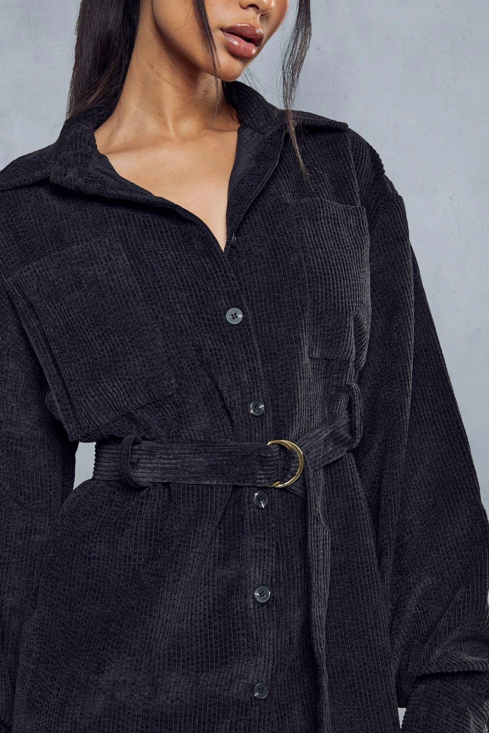 Balloon Sleeve Belted Cord Dress 2 Balloon Sleeve Belted Cord Dress - Image 2