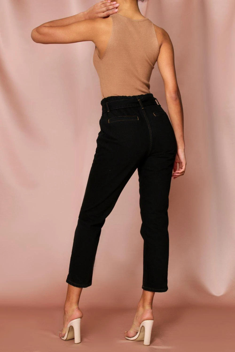 Contrast Stitch Belted Mom Jean 2 Contrast Stitch Belted Mom Jean - Image 2