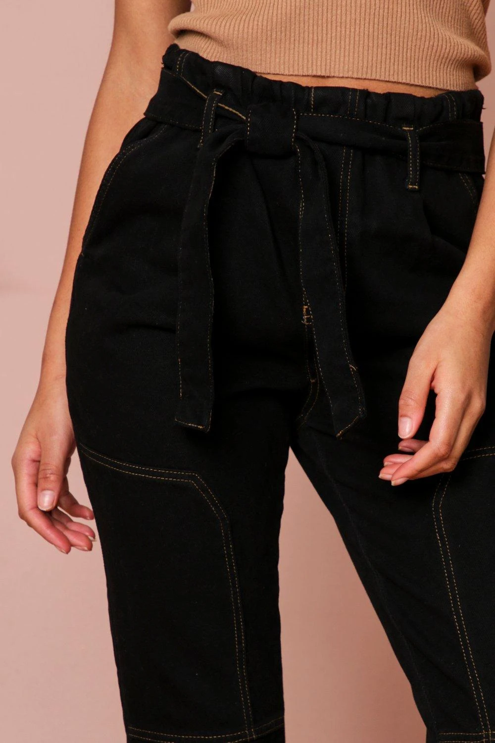 Contrast Stitch Belted Mom Jean 4 Contrast Stitch Belted Mom Jean - Image 4