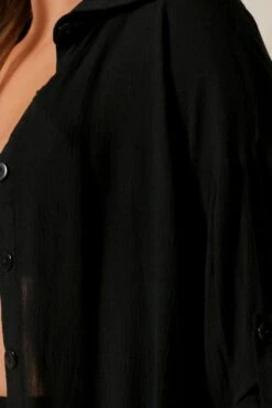 Crinkle Sheer Shirt 11 Crinkle Sheer Shirt -Cheap Dress Store black crinkle sheer shirt 5