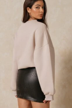 Croc Effect Coated Denim Skirt 8 Croc Effect Coated Denim Skirt -Cheap Dress Store black croc effect coated denim skirt 2