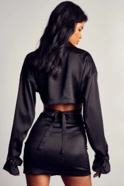 Embossed Satin Shirt 8 Embossed Satin Shirt -Cheap Dress Store black embossed satin shirt 2