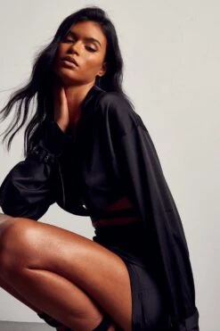 Embossed Satin Shirt 10 Embossed Satin Shirt -Cheap Dress Store black embossed satin shirt 4