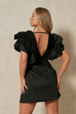 Extreme Frill V Neck Mini Dress 7 Extreme Frill V Neck Mini Dress -Cheap Dress Store black extreme frill v neck mini dress 2