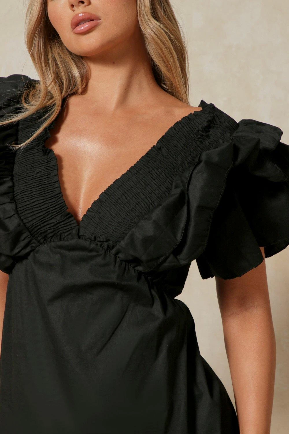 Extreme Frill V Neck Mini Dress 4 Extreme Frill V Neck Mini Dress - Image 4