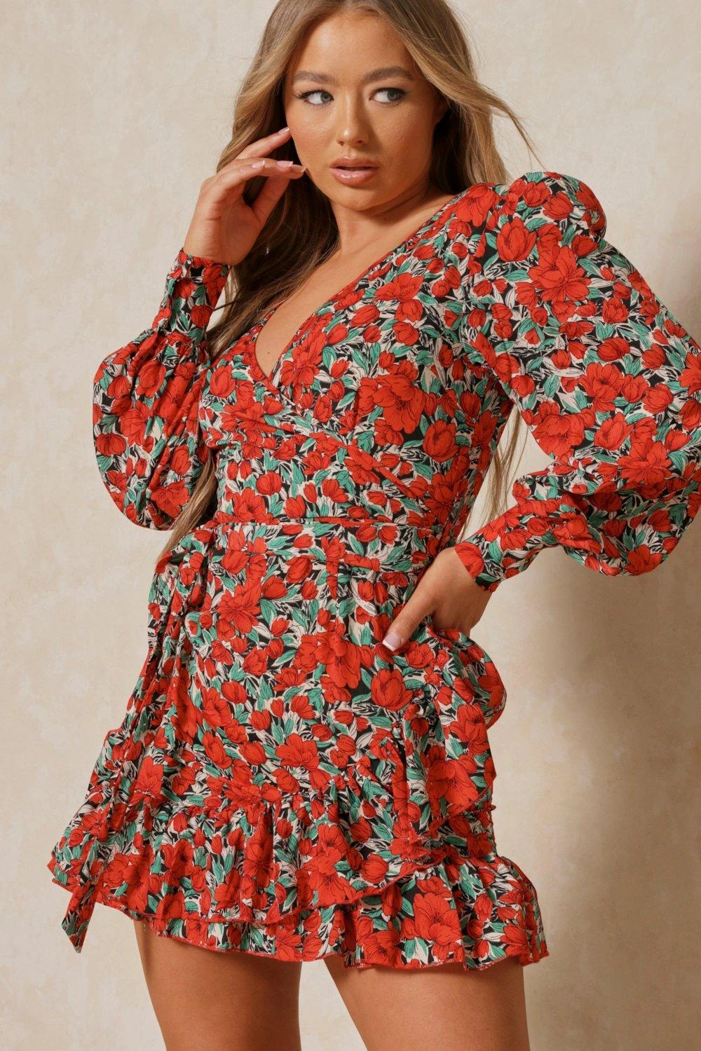 Floral Frill Wrap Dress 4 Floral Frill Wrap Dress - Image 4