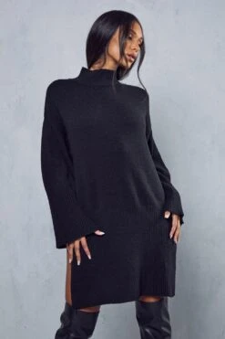 Flute Sleeve Knitted Mini Dress