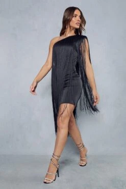 Fringed Tassle One Shoulder Mini Dress 8 Fringed Tassle One Shoulder Mini Dress -Cheap Dress Store black fringed tassle one shoulder mini dress 3