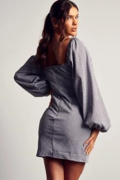 Gingham Tie Front Puff Sleeve Mini Dress 7 Gingham Tie Front Puff Sleeve Mini Dress -Cheap Dress Store black gingham tie front puff sleeve mini dress 2