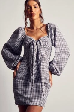Gingham Tie Front Puff Sleeve Mini Dress 9 Gingham Tie Front Puff Sleeve Mini Dress -Cheap Dress Store black gingham tie front puff sleeve mini dress 4