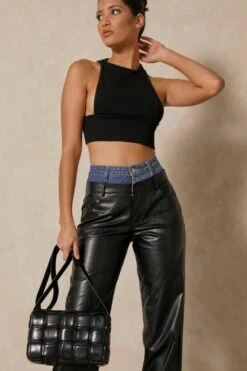 High Neck Thick Band Crop Top
