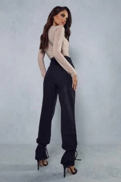 High Waisted Tie Hem Detail Jeans 7 High Waisted Tie Hem Detail Jeans -Cheap Dress Store black high waisted tie hem detail jeans 2