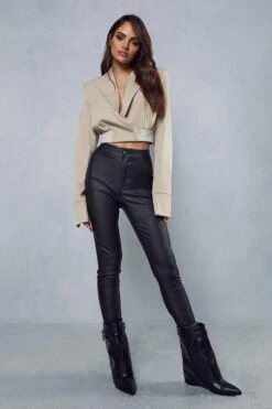 Leather Look Coated Denim Skinny Jean