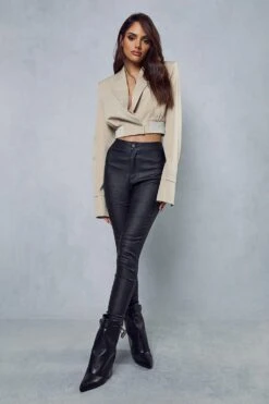 Leather Look Coated Denim Skinny Jean 9 Leather Look Coated Denim Skinny Jean -Cheap Dress Store black leather look coated denim skinny jean 3