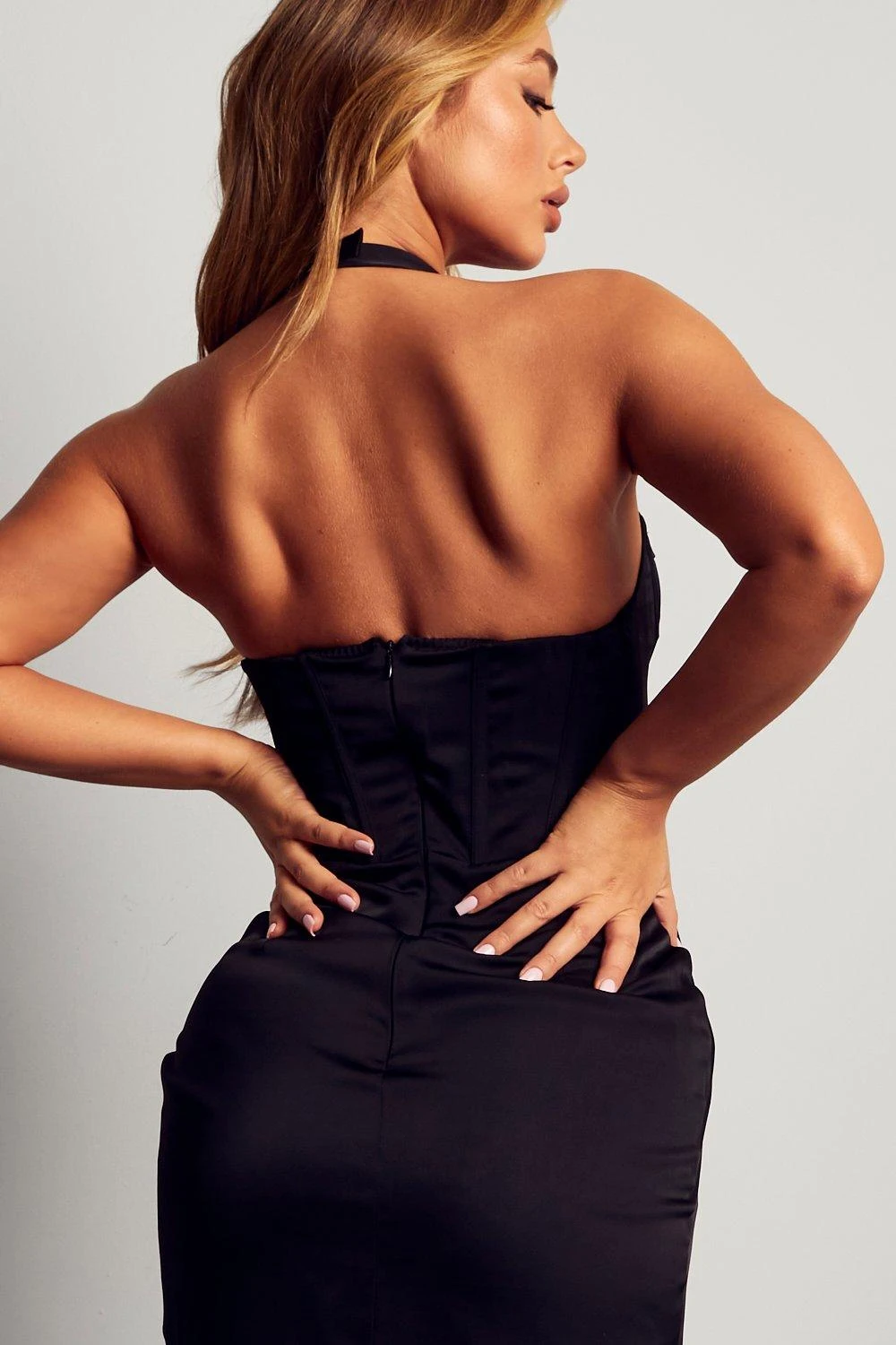 Lexi Wood Premium Satin Drape Corset Midi Dress 6 Lexi Wood Premium Satin Drape Corset Midi Dress - Image 6