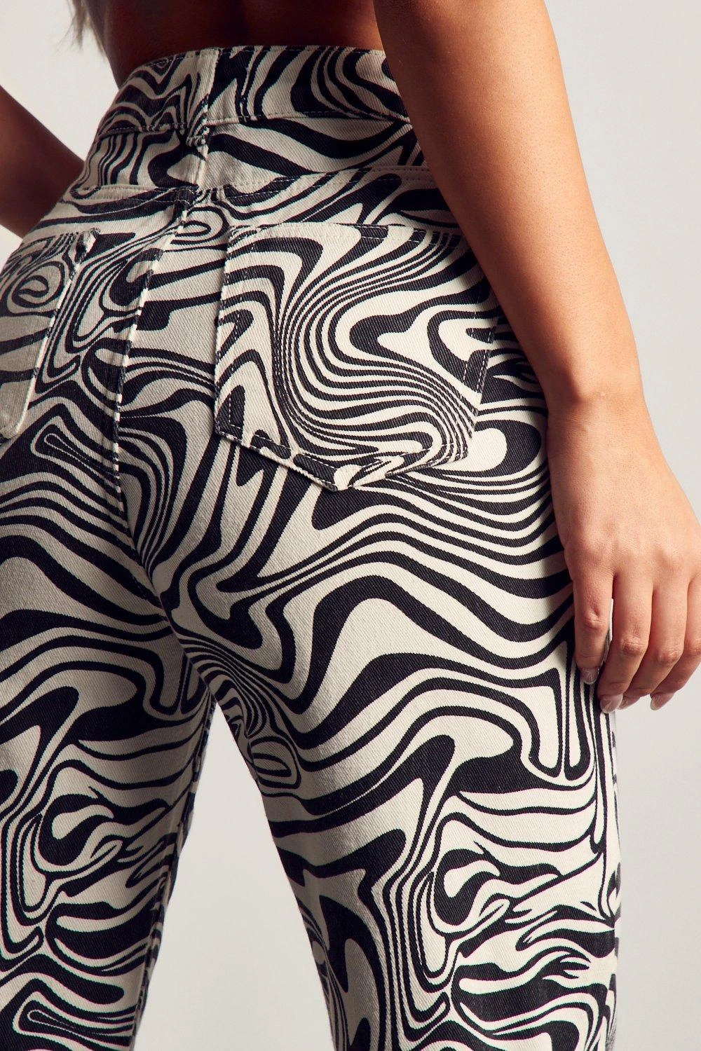 Marble Print Wide Leg Denim Jeans 2 Marble Print Wide Leg Denim Jeans - Image 2