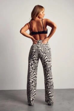 Marble Print Wide Leg Denim Jeans 7 Marble Print Wide Leg Denim Jeans -Cheap Dress Store black marble print wide leg denim jeans 2