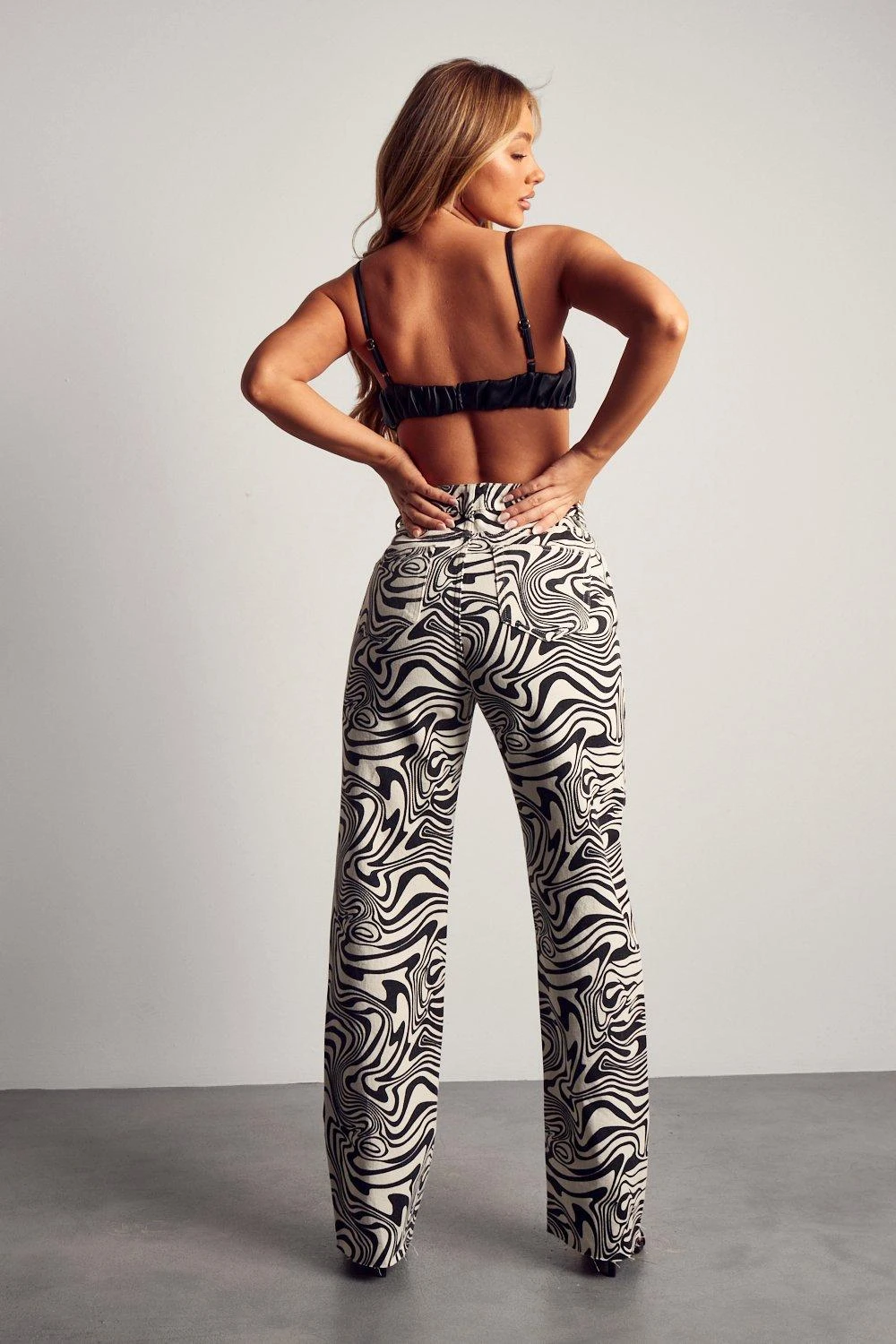 Marble Print Wide Leg Denim Jeans 3 Marble Print Wide Leg Denim Jeans - Image 3