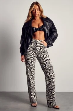 Marble Print Wide Leg Denim Jeans 8 Marble Print Wide Leg Denim Jeans -Cheap Dress Store black marble print wide leg denim jeans 3