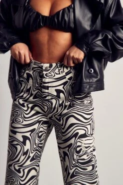 Marble Print Wide Leg Denim Jeans 9 Marble Print Wide Leg Denim Jeans -Cheap Dress Store black marble print wide leg denim jeans 4