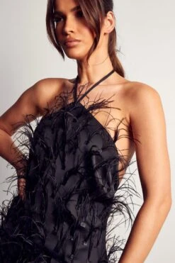 Cheap Dress Store -Cheap Dress Store black millie premium feather detail mini dress 1