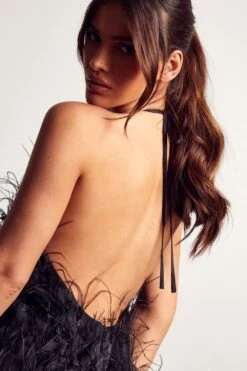 Millie Premium Feather Detail Mini Dress -Cheap Dress Store black millie premium feather detail mini dress 4