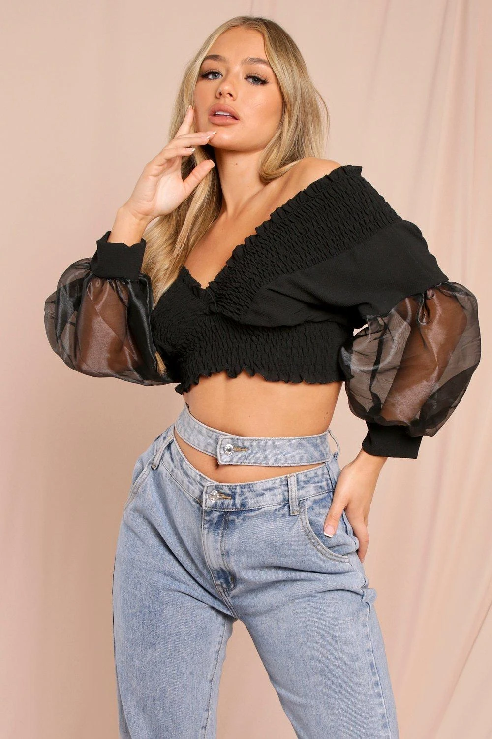 Organza Sleeve Off Shoulder Top 3 Organza Sleeve Off Shoulder Top - Image 3