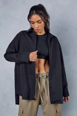 Oversized Grandad Shirt 10 Oversized Grandad Shirt -Cheap Dress Store black oversized grandad shirt 4