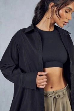 Oversized Grandad Shirt 11 Oversized Grandad Shirt -Cheap Dress Store black oversized grandad shirt 5