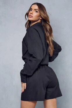 Oversized Linen Look Shirt 8 Oversized Linen Look Shirt -Cheap Dress Store black oversized linen look shirt 2