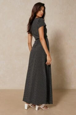 Polka Dot Wrap Front Maxi Dress 7 Polka Dot Wrap Front Maxi Dress -Cheap Dress Store black polka dot wrap front maxi dress 2