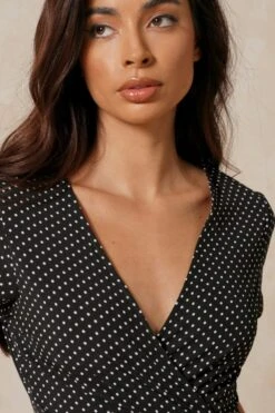 Polka Dot Wrap Front Maxi Dress 9 Polka Dot Wrap Front Maxi Dress -Cheap Dress Store black polka dot wrap front maxi dress 4