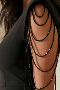 Premium Beaded Shoulder Pad Mini Dress 9 Premium Beaded Shoulder Pad Mini Dress -Cheap Dress Store black premium beaded shoulder pad mini dress 4