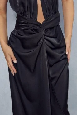 Premium Satin Twist Detail Halterneck Midi Dress 11 Premium Satin Twist Detail Halterneck Midi Dress -Cheap Dress Store black premium satin twist detail halterneck midi dress 1 5