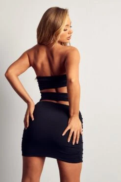 Recycled Strapless Cut Out Mini Dress -Cheap Dress Store black recycled strapless cut out mini dress 2