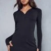 Rib Collared Bodycon Mini Dress
