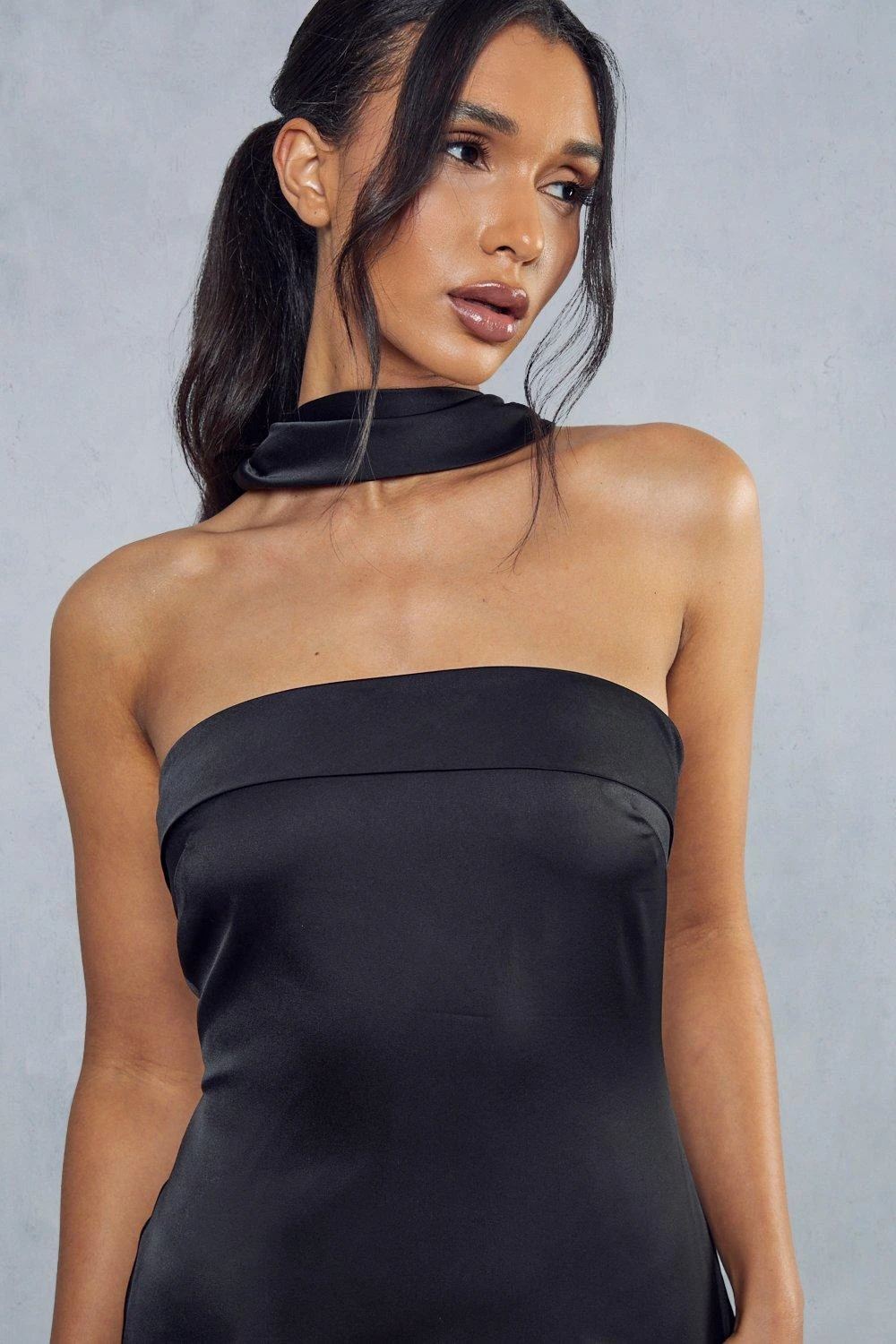 Satin Halterneck Choker Detail Mini Dress 6 Satin Halterneck Choker Detail Mini Dress - Image 6