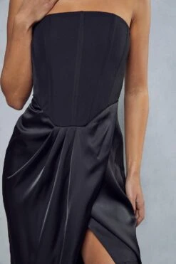 Satin Skirt Pleated Wrap Corset Maxi Dress 11 Satin Skirt Pleated Wrap Corset Maxi Dress -Cheap Dress Store black satin skirt pleated wrap corset maxi dress 5