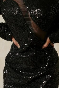 Sequin Mesh Mini Dress -Cheap Dress Store black sequin mesh mini dress 2