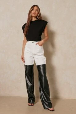 Shoulder Pad T-Shirt 8 Shoulder Pad T-Shirt -Cheap Dress Store black shoulder pad t shirt 3