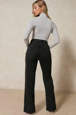 Split Front Straight Leg Jeans 8 Split Front Straight Leg Jeans -Cheap Dress Store black split straight leg jeans 3