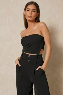 Tailored Draped Asymmetric Bandeau Top