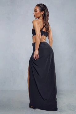 Textured Linen Strappy Maxi Dress -Cheap Dress Store black textured linen strappy maxi dress 2