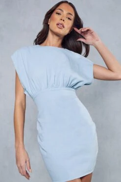 Denim Gathered Detail Mini Dress 10 Denim Gathered Detail Mini Dress -Cheap Dress Store blue denim gathered detail mini dress 4