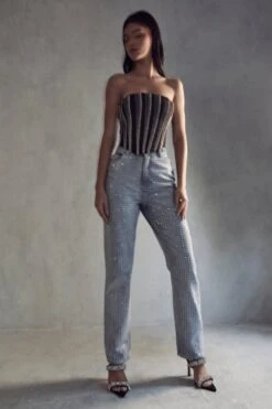 Diamante Straight Leg Jean 10 Diamante Straight Leg Jean -Cheap Dress Store blue diamante straight leg jean 4