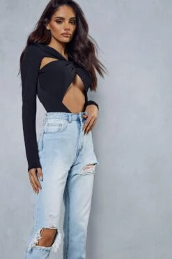 Blue High Waisted Distressed Mom Jean 9 Blue High Waisted Distressed Mom Jean -Cheap Dress Store blue high waisted distressed mom jean 4