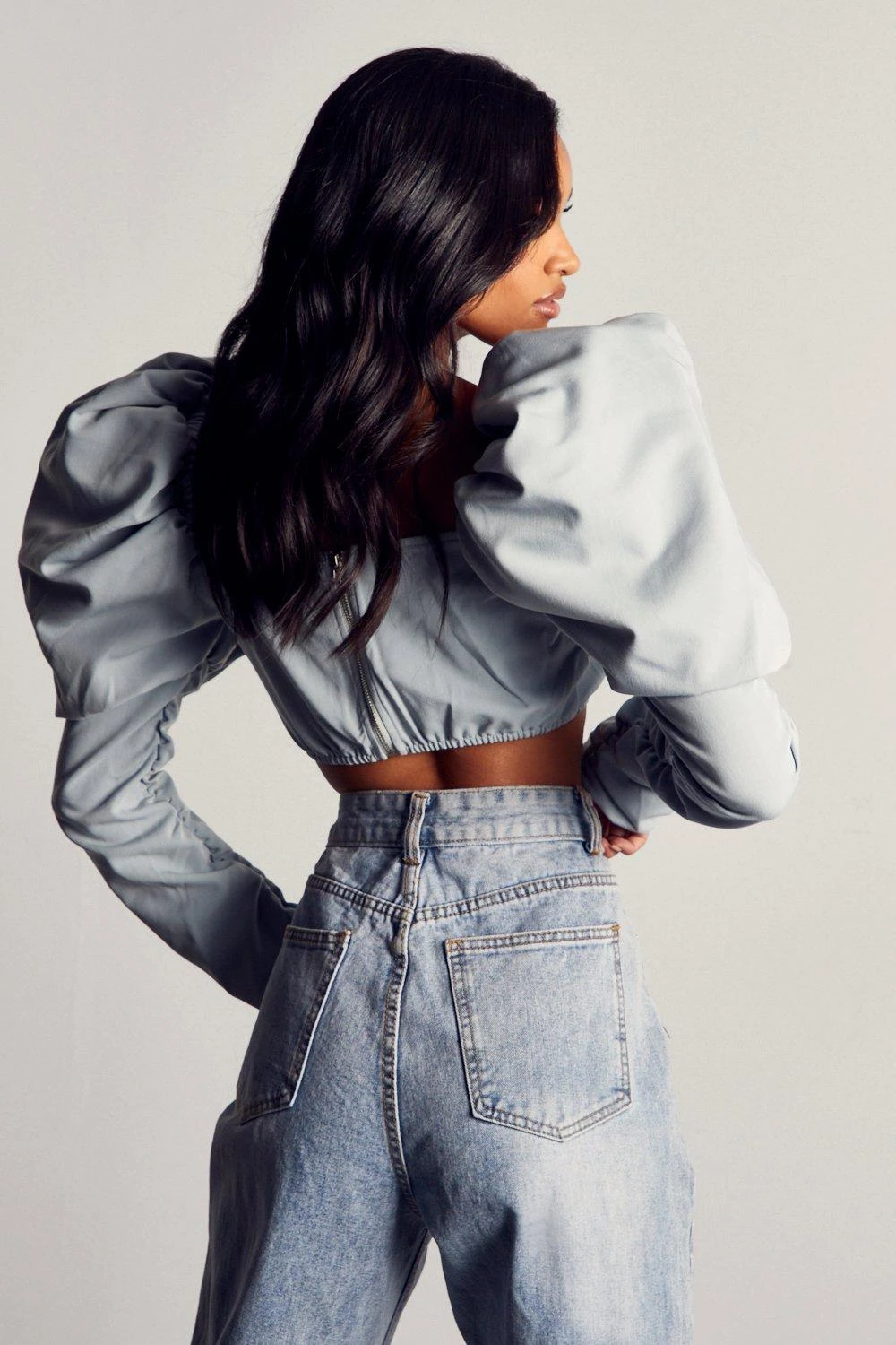 Luxe Twill Extreme Puff Shoulder Top 3 Luxe Twill Extreme Puff Shoulder Top - Image 3