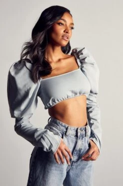 Luxe Twill Extreme Puff Shoulder Top