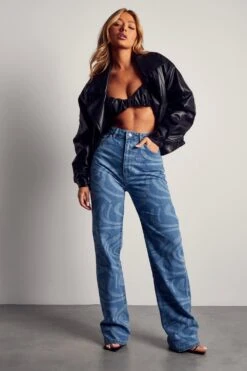 Marble Print Baggy Split Jeans 8 Marble Print Baggy Split Jeans -Cheap Dress Store blue marble print baggy split jeans 3