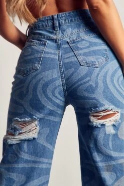 Marble Print Baggy Split Jeans 9 Marble Print Baggy Split Jeans -Cheap Dress Store blue marble print baggy split jeans 4